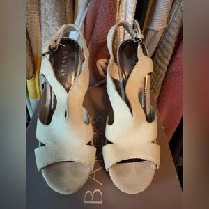 Bakers Aria Women's Tan Suede Cutout Ankle-Strap Heels